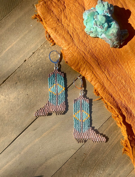 Cowgirl Boot Beaded Earrings