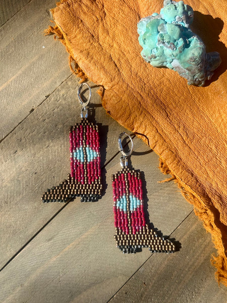 Cowgirl Boot Beaded Earrings