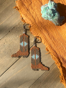 Cowgirl Boot Beaded Earrings