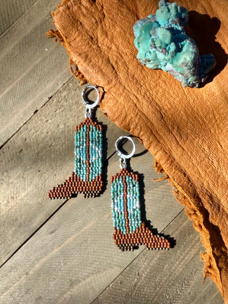 Cowgirl Boot Beaded Earrings