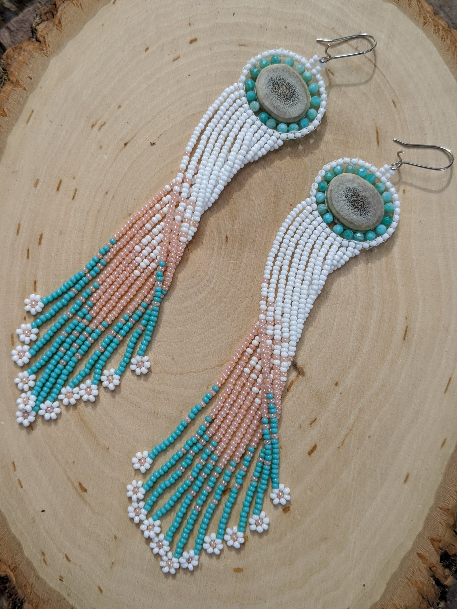 Evangelene Beaded Antler Earrings